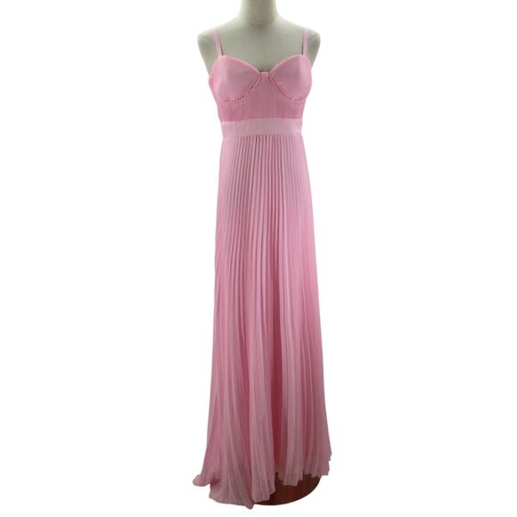 LULU'S SZ M Certainly Lovely Light Pink Pleated Bustier Formal Maxi Dress B84 - Picture 2 of 9